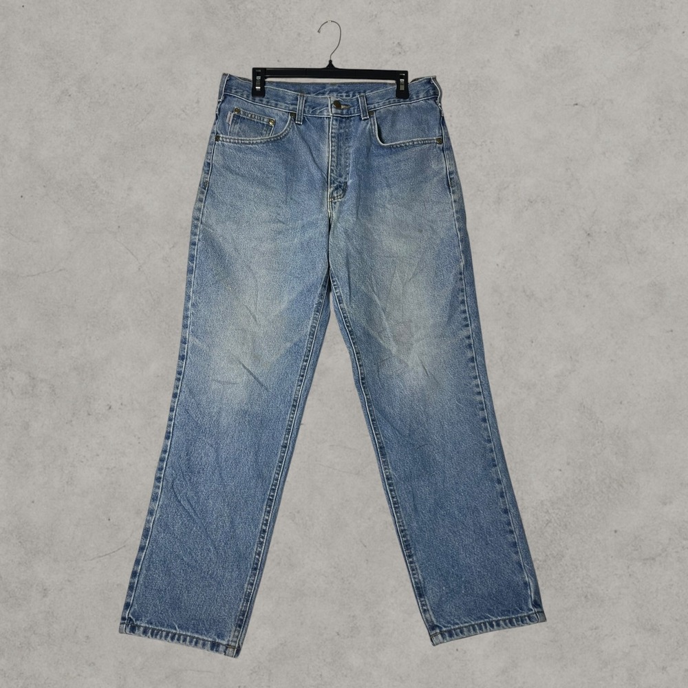 Carhartt Relaxed Fit Tapered Leg Jeans Mens 34x30 Medium Wash Denim Blue B17 DST